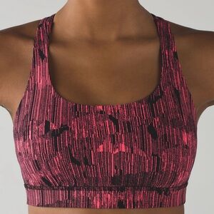 Lululemon • Energy Bra in Down Pour Electric Coral Black Size 6